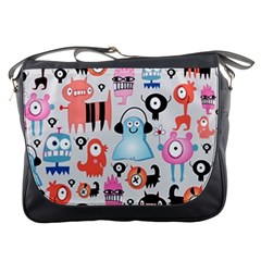 Funky Monsters Pattern Messenger Bags by Bigfootshirtshop