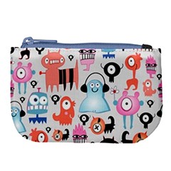 Funky Monsters Pattern Large Coin Purse by Bigfootshirtshop