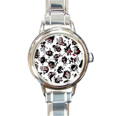 Goofy Monsters Pattern  Round Italian Charm Watch by Bigfootshirtshop