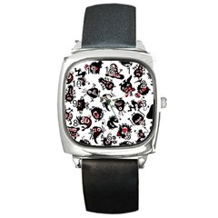 Goofy Monsters Pattern  Square Metal Watch by Bigfootshirtshop