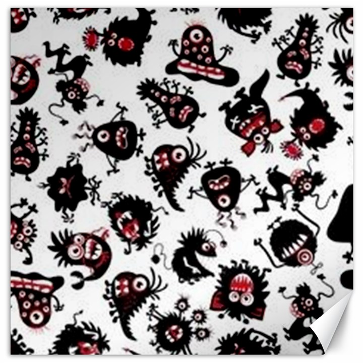 Goofy Monsters Pattern  Canvas 16  x 16  