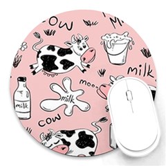 Fresh Milk Cow Pattern Round Mousepads by Bigfootshirtshop