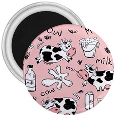 Fresh Milk Cow Pattern 3  Magnets by Bigfootshirtshop