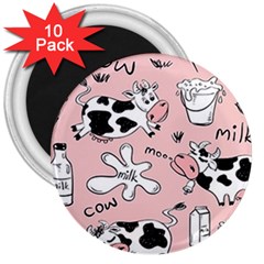 Fresh Milk Cow Pattern 3  Magnets (10 Pack)  by Bigfootshirtshop