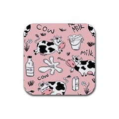 Fresh Milk Cow Pattern Rubber Coaster (square)  by Bigfootshirtshop