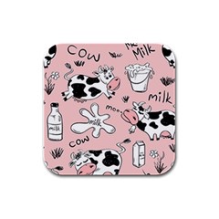 Fresh Milk Cow Pattern Rubber Square Coaster (4 Pack)  by Bigfootshirtshop