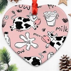 Fresh Milk Cow Pattern Heart Ornament (two Sides) by Bigfootshirtshop