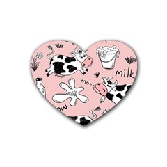 Fresh Milk Cow Pattern Heart Coaster (4 Pack)  by Bigfootshirtshop