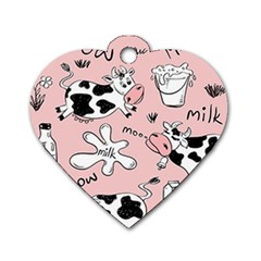 Fresh Milk Cow Pattern Dog Tag Heart (two Sides) by Bigfootshirtshop