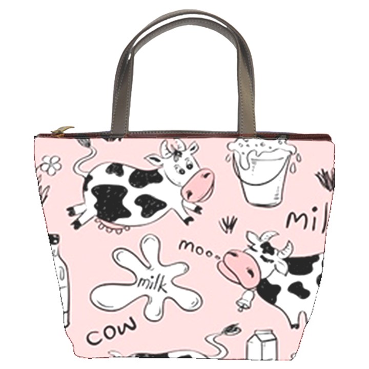 Fresh Milk Cow Pattern Bucket Bags