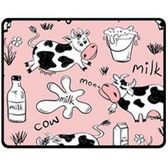 Fresh Milk Cow Pattern Double Sided Fleece Blanket (medium)  by Bigfootshirtshop