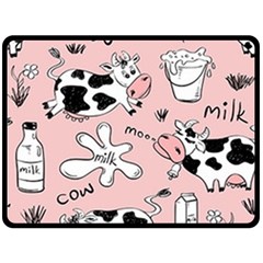 Fresh Milk Cow Pattern Double Sided Fleece Blanket (large)  by Bigfootshirtshop