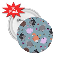 Little Round Animal Friends 2 25  Buttons (10 Pack)  by Bigfootshirtshop