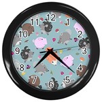 Little Round Animal Friends Wall Clocks (Black) Front