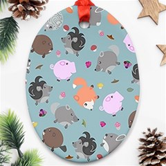 Little Round Animal Friends Oval Ornament (two Sides) by Bigfootshirtshop