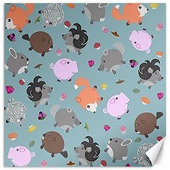 Little Round Animal Friends Canvas 12  X 12   by Bigfootshirtshop