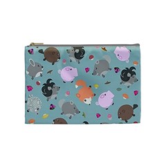 Little Round Animal Friends Cosmetic Bag (medium)  by Bigfootshirtshop