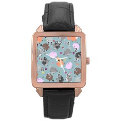 Little Round Animal Friends Rose Gold Leather Watch  by Bigfootshirtshop