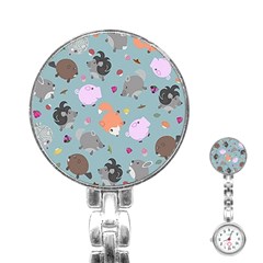 Little Round Animal Friends Stainless Steel Nurses Watch by Bigfootshirtshop