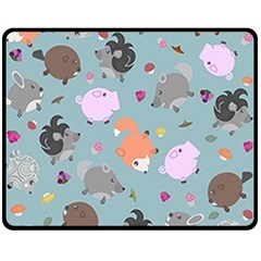 Little Round Animal Friends Double Sided Fleece Blanket (medium)  by Bigfootshirtshop