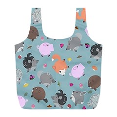 Little Round Animal Friends Full Print Recycle Bags (l)  by Bigfootshirtshop