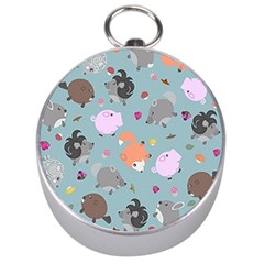 Little Round Animal Friends Silver Compasses by Bigfootshirtshop