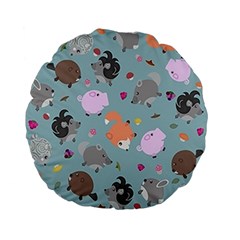 Little Round Animal Friends Standard 15  Premium Flano Round Cushions by Bigfootshirtshop