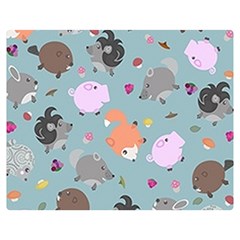 Little Round Animal Friends Double Sided Flano Blanket (medium)  by Bigfootshirtshop