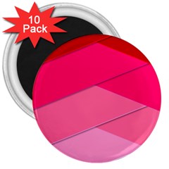 Geometric Shapes Magenta Pink Rose 3  Magnets (10 Pack)  by Celenk