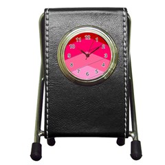 Geometric Shapes Magenta Pink Rose Pen Holder Desk Clocks by Celenk