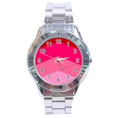 Geometric Shapes Magenta Pink Rose Stainless Steel Analogue Watch by Celenk