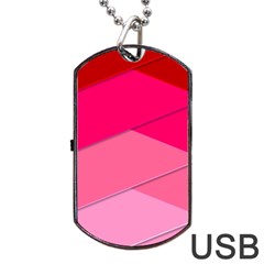 Geometric Shapes Magenta Pink Rose Dog Tag Usb Flash (two Sides) by Celenk