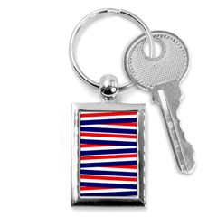 Red White Blue Patriotic Ribbons Key Chains (rectangle)  by Celenk