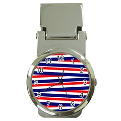 Red White Blue Patriotic Ribbons Money Clip Watches by Celenk