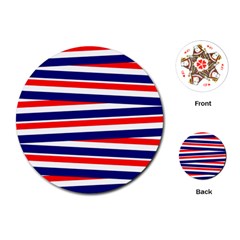 Red White Blue Patriotic Ribbons Playing Cards (round)  by Celenk