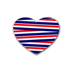 Red White Blue Patriotic Ribbons Heart Coaster (4 Pack)  by Celenk