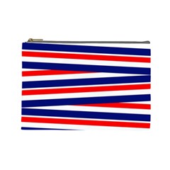 Red White Blue Patriotic Ribbons Cosmetic Bag (large)  by Celenk