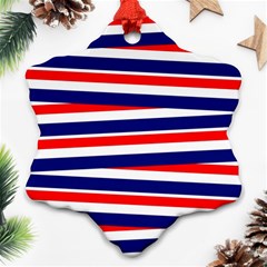 Red White Blue Patriotic Ribbons Snowflake Ornament (two Sides) by Celenk