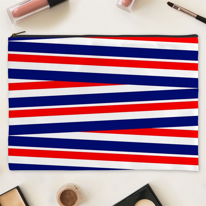 Red White Blue Patriotic Ribbons Cosmetic Bag (XXXL) 