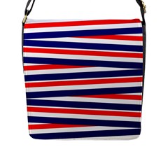 Red White Blue Patriotic Ribbons Flap Messenger Bag (l) 