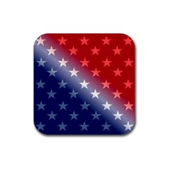 America Patriotic Red White Blue Rubber Coaster (square)  by Celenk