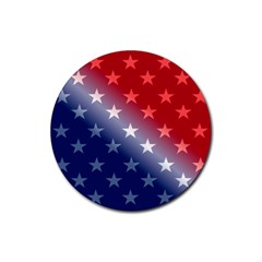 America Patriotic Red White Blue Rubber Coaster (round)  by Celenk