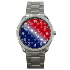 America Patriotic Red White Blue Sport Metal Watch by Celenk