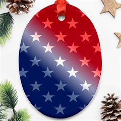 America Patriotic Red White Blue Oval Ornament (two Sides)