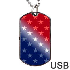 America Patriotic Red White Blue Dog Tag Usb Flash (one Side) by Celenk