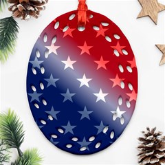 America Patriotic Red White Blue Ornament (oval Filigree) by Celenk