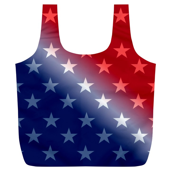 America Patriotic Red White Blue Full Print Recycle Bags (L) 