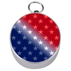 America Patriotic Red White Blue Silver Compasses by Celenk