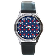 Patriotic Colors America Usa Red Round Metal Watch by Celenk