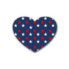 Patriotic Colors America Usa Red Rubber Coaster (heart)  by Celenk